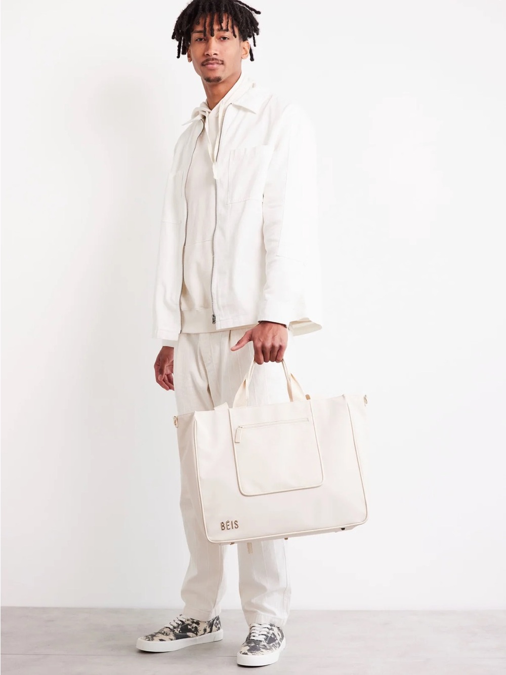 BEIS Cream Duffel Weekender Bag
